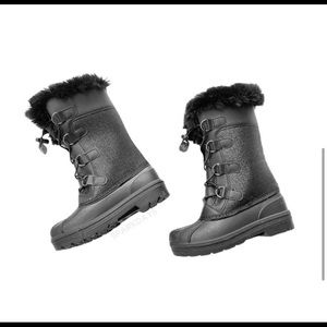 Cat & Jack Kids Black Fur lace Up Tall Boots | 13